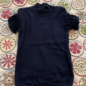 AnnaRita N Girl Size S Navy Blue Ruffle Sleeve Angora Blend Italian Sweater